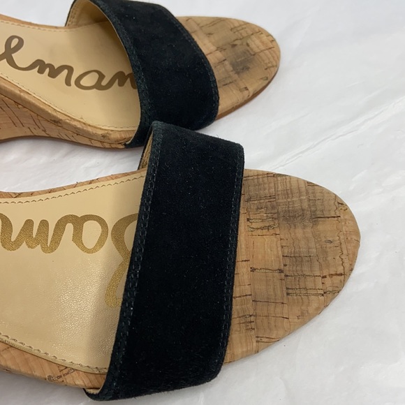 Sam Edelman size 7 1/2 ankle strap black wedge - Picture 5 of 11